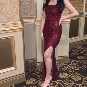 Burgundy red evening gown